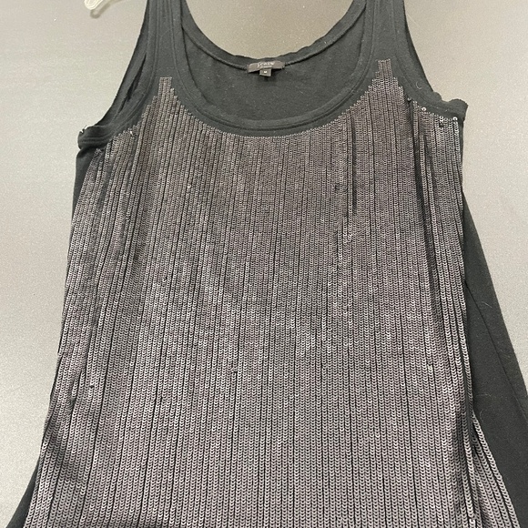 J Crew Collection black sequin front tank top medium - Picture 2 of 8